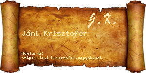 Jáni Krisztofer névjegykártya